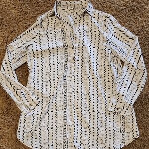 Pink Blush White and Black Patterned Shirt